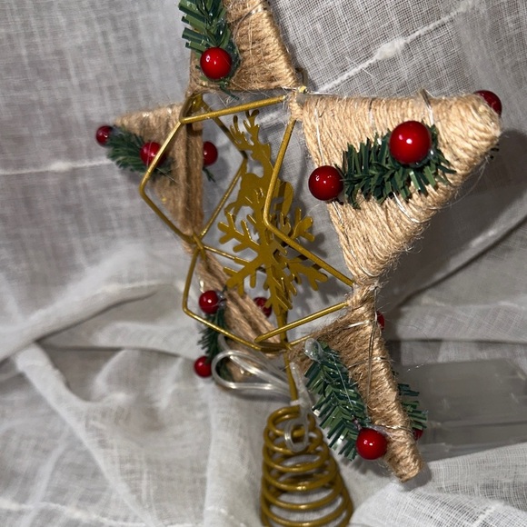 Lotus Hills Christmas Star 9" Tree Topper Lights Rustic Deer Holly Snowflake NWT - Picture 2 of 12